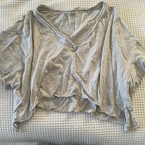 Free people gray baggy crop t shirt